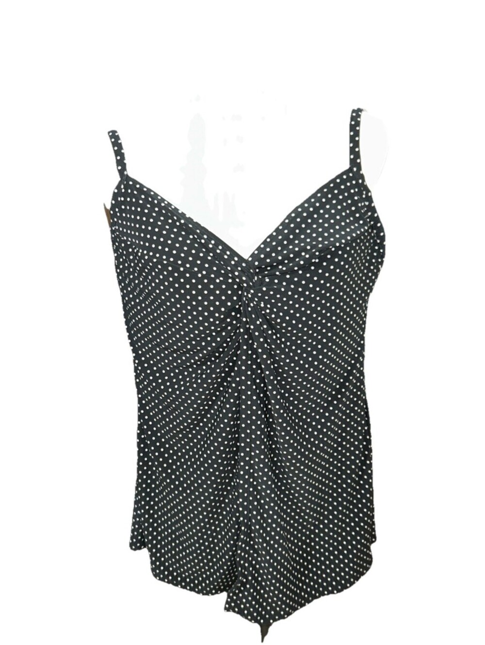 Miraclesuit Women’s Tankini Swimsuit Top 16 Black White Polka Dot Underwire - Picture 1 of 7